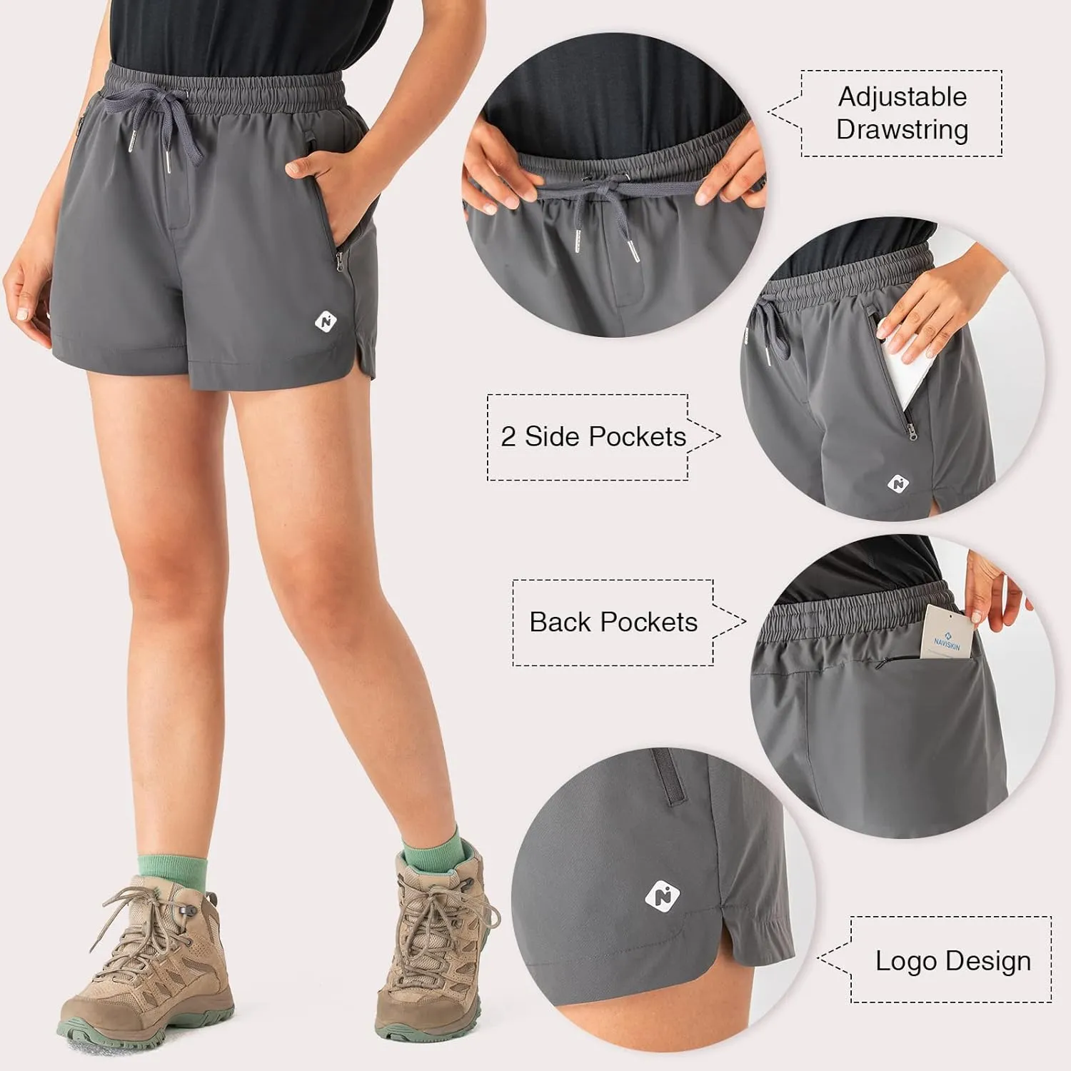 NAVISKIN Women's Lightweight Running Shorts