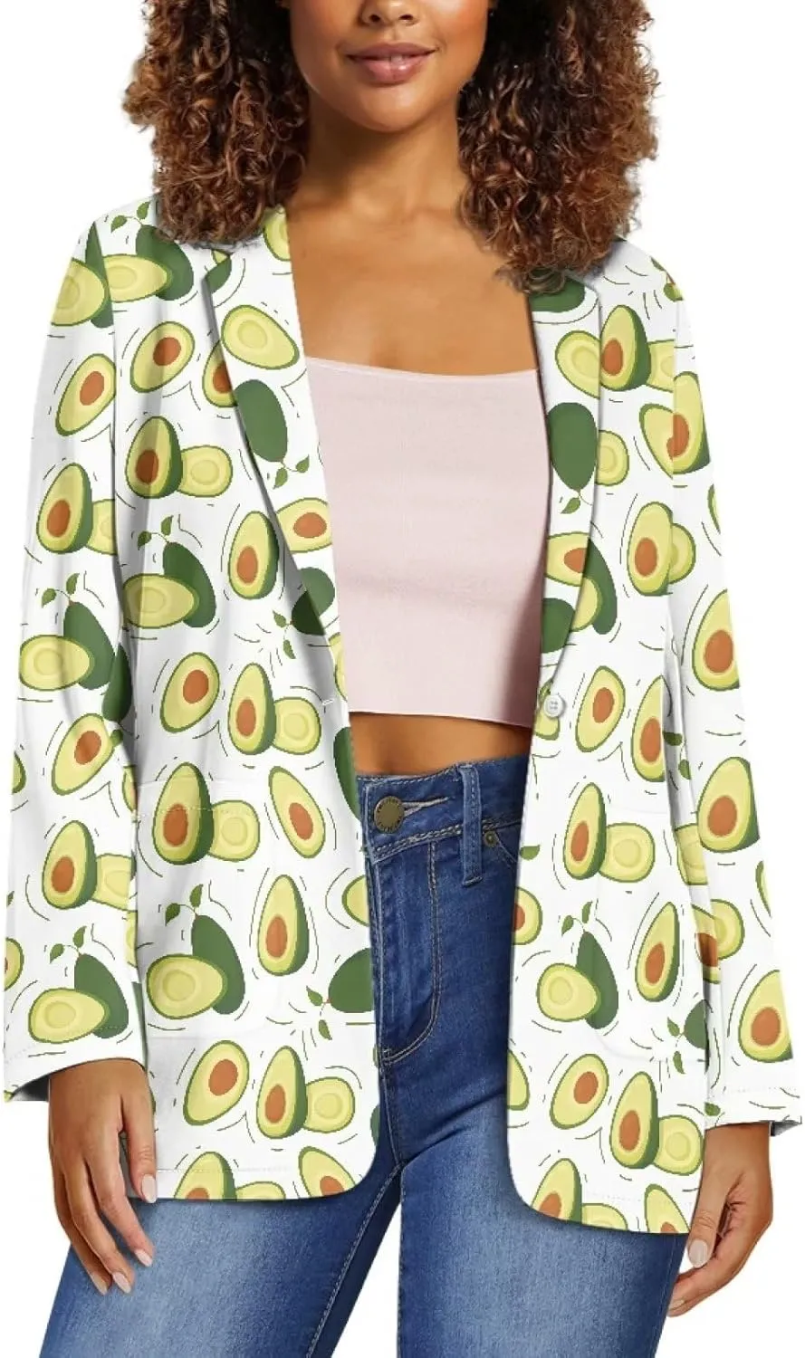 Novelty Women's Casual Blazers Long Sleeve Open Front Button Work Offic Blazer Jackets with Pockets