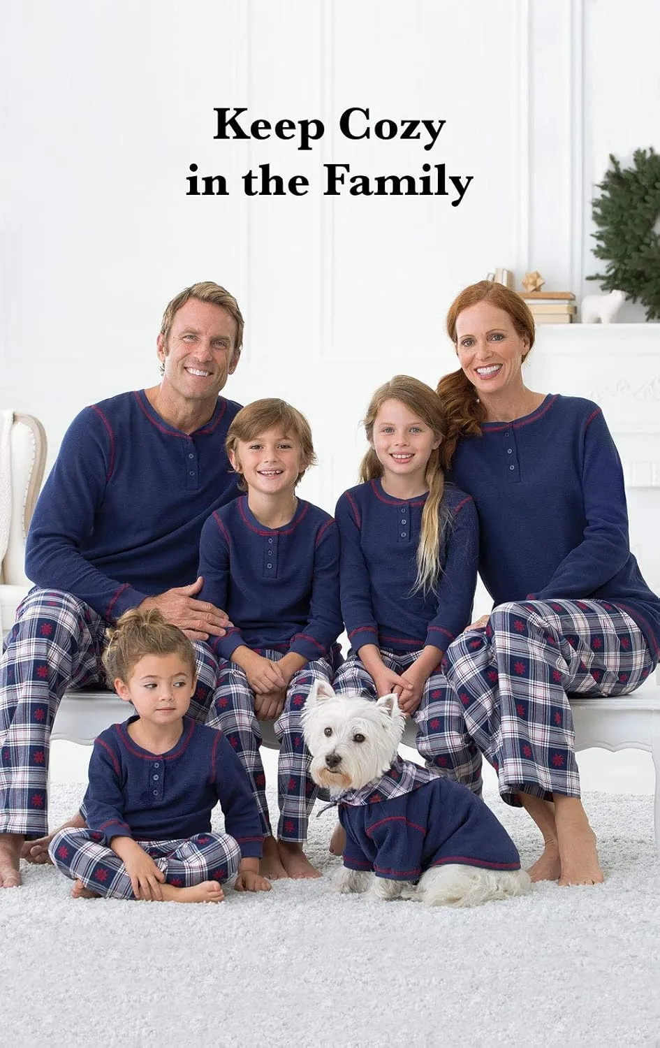 PajamaGram Christmas Pajamas For Family - Matching Family Pajamas Snowfall Plaid