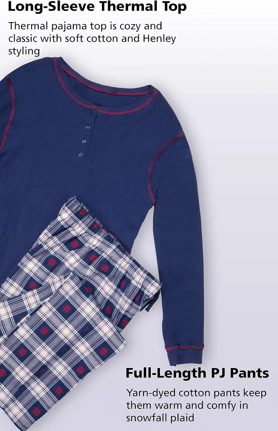 PajamaGram Christmas Pajamas For Family - Matching Family Pajamas Snowfall Plaid