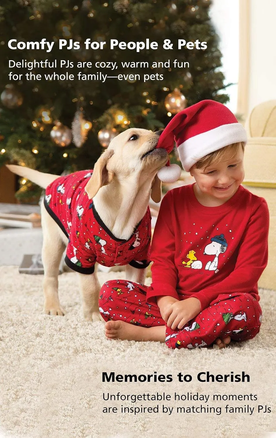 PajamaGram Family Pajamas Matching Sets - Snoopy Pajamas, Red