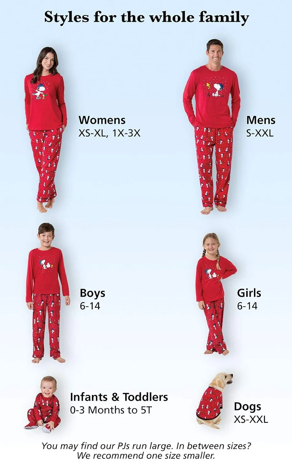 PajamaGram Family Pajamas Matching Sets - Snoopy Pajamas, Red