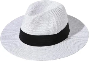 Panama Hats for Men Women Fedora Straw Summer Beach Sun Hats Wide Brim Panama Hats UV UPF 50  Protection Hats