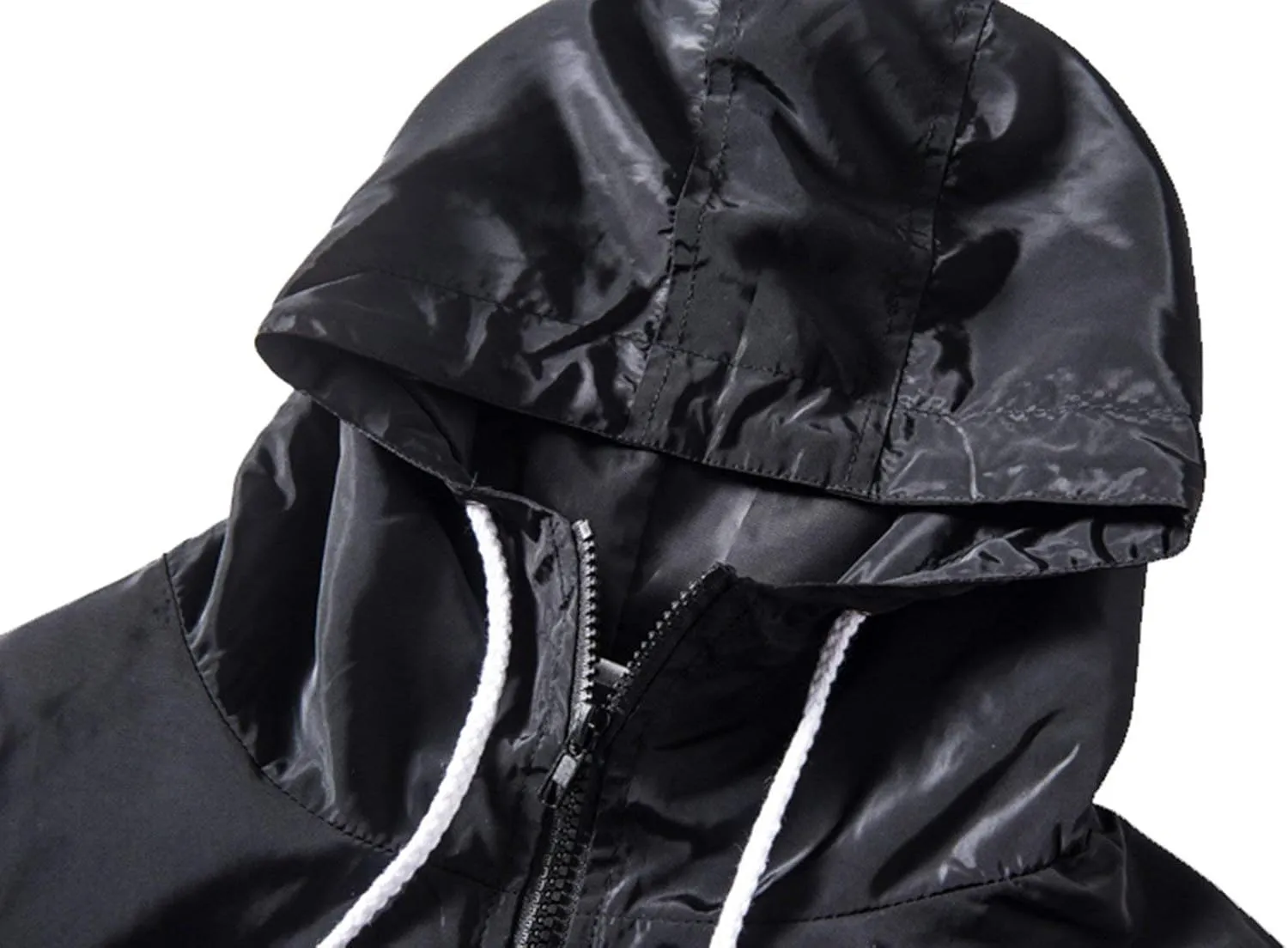 perdontoo Mens Casual Windbreakers Lightweight Drawstring Hooded Jackets