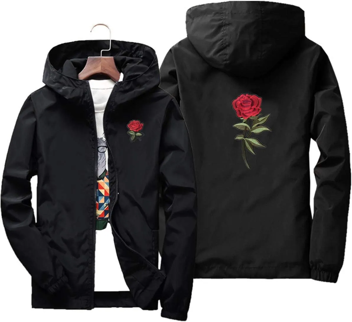 perdontoo Mens Casual Windbreakers Lightweight Drawstring Hooded Jackets