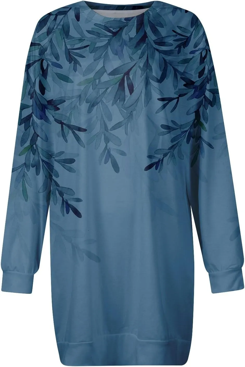 Plus Size Dresses for Curvy Women Fall 2024 Long Sleeve Crew Neck Sweatshirt Dress Floral Peint Mini Dress