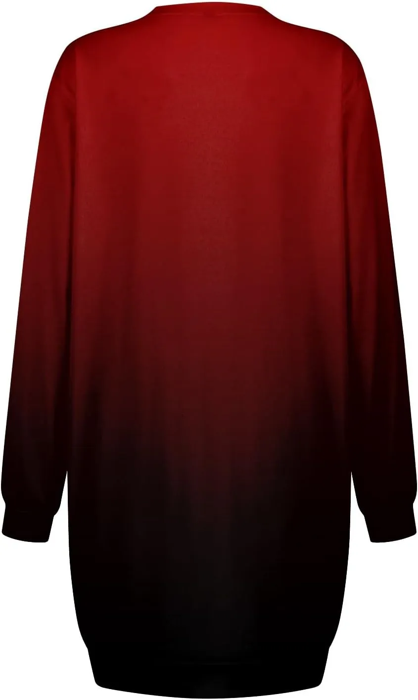 Plus Size Dresses for Curvy Women Fall 2024 Long Sleeve Crew Neck Sweatshirt Dress Floral Peint Mini Dress