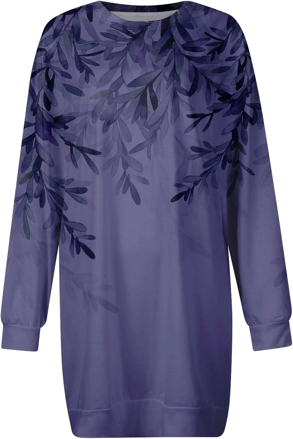 Plus Size Dresses for Curvy Women Fall 2024 Long Sleeve Crew Neck Sweatshirt Dress Floral Peint Mini Dress