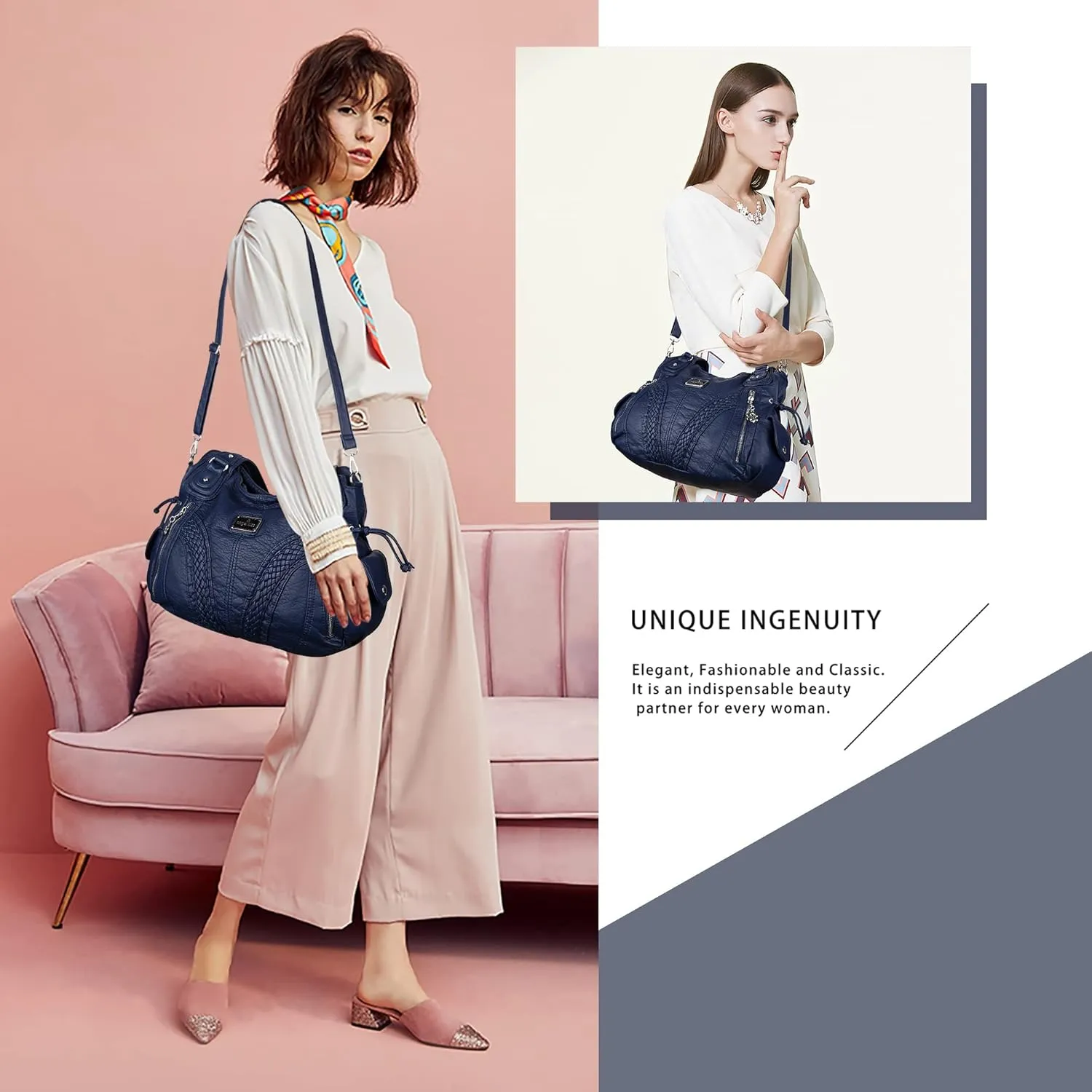 Purses and Handbags Women Fashion Tote Bag Shoulder Bags Top Handle Satchel Purses Washed Synthetic Leather Handbag