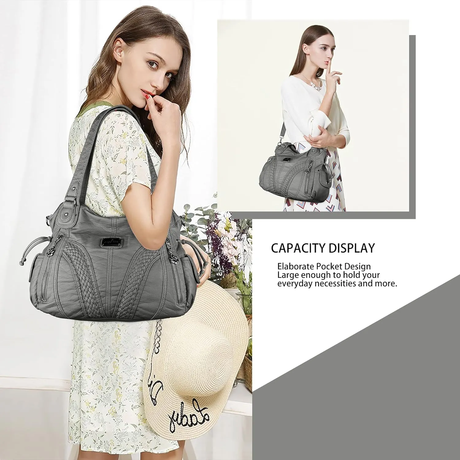 Purses and Handbags Women Fashion Tote Bag Shoulder Bags Top Handle Satchel Purses Washed Synthetic Leather Handbag