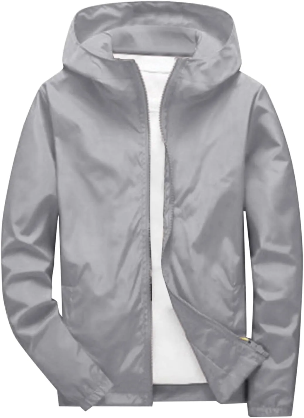 Rain Jacket for Men Lightweight Solid Color Hooded Raincoat Travel Hiking Cycling Windbreakers