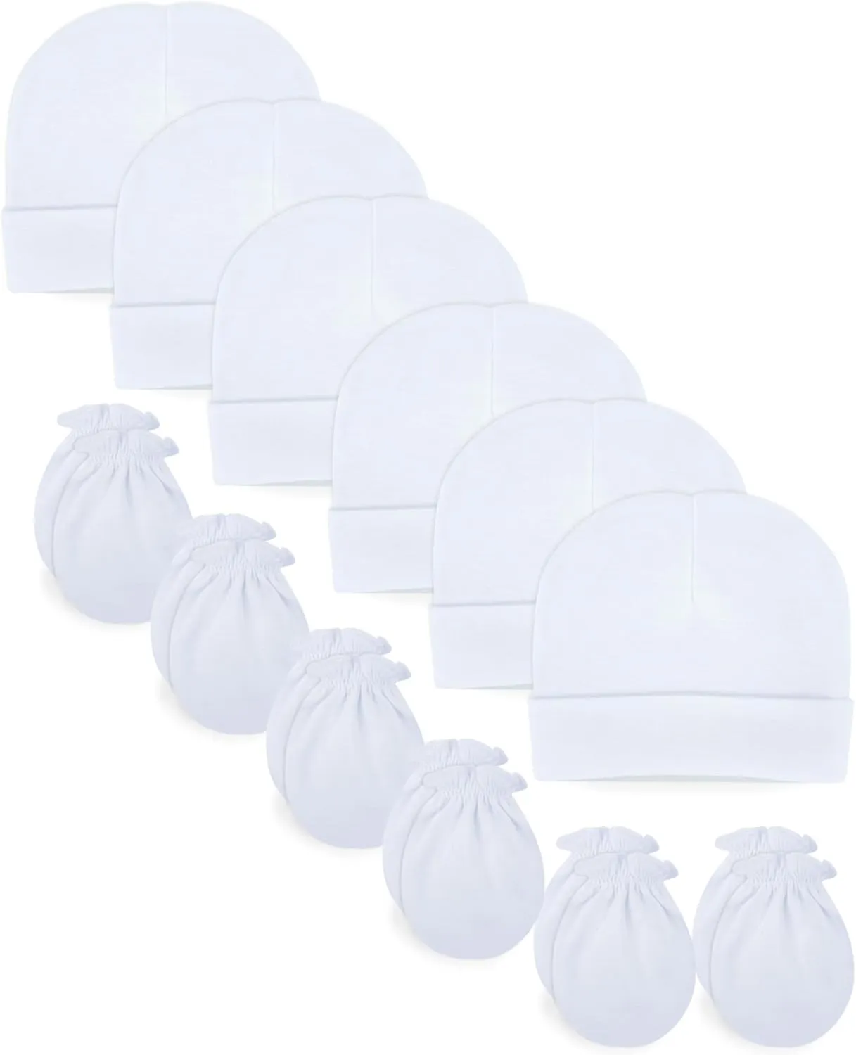 RATIVE No Scratch Mittens and Caps 100% Cotton for Newborn Baby 0-6 Months Boys Girls