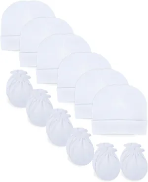 RATIVE No Scratch Mittens and Caps 100% Cotton for Newborn Baby 0-6 Months Boys Girls