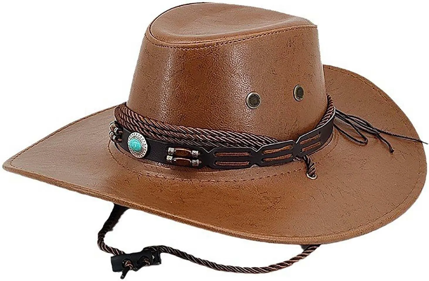 Retro Western Cowboy Hat for Men Women Classic Wide Brim Cycling Hats Ethnic Sun Protection Hats for Cowgirl Cowboy