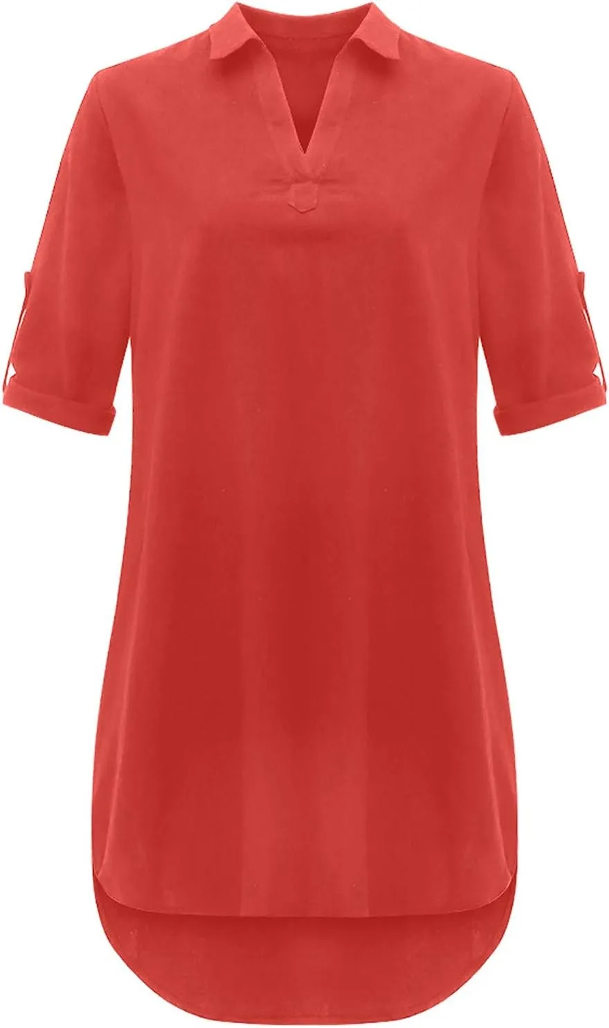RKSTN Plus Size Dress for Women,Womens Cotton Linen Dresses Turn Down Collar Loose Fit Shirt Dress Oversized T Shirts Dress