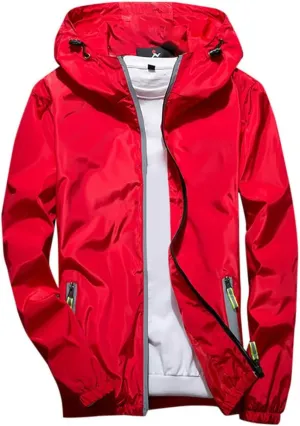 RTRDE Men's Casual Zip Up Jackets Hooded Water Resistant Rain Jacket Windproof for Hiking Fishing Outwear, M-7XL