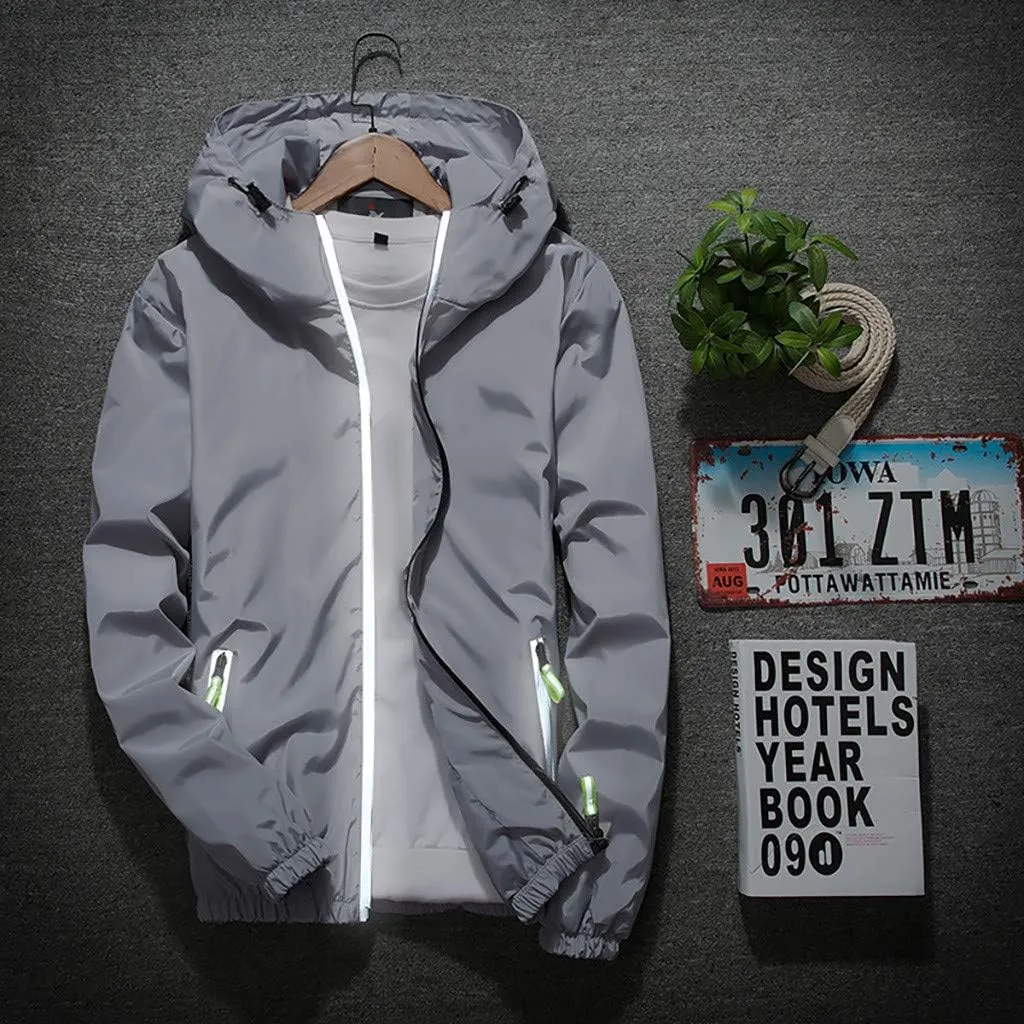 RTRDE Men's Casual Zip Up Jackets Hooded Water Resistant Rain Jacket Windproof for Hiking Fishing Outwear, M-7XL