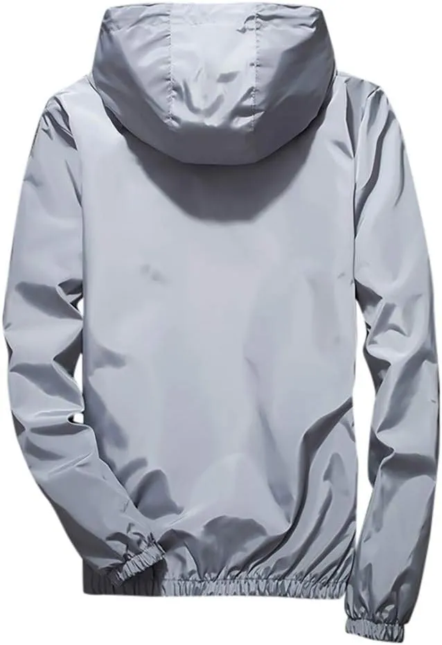 RTRDE Men's Casual Zip Up Jackets Hooded Water Resistant Rain Jacket Windproof for Hiking Fishing Outwear, M-7XL