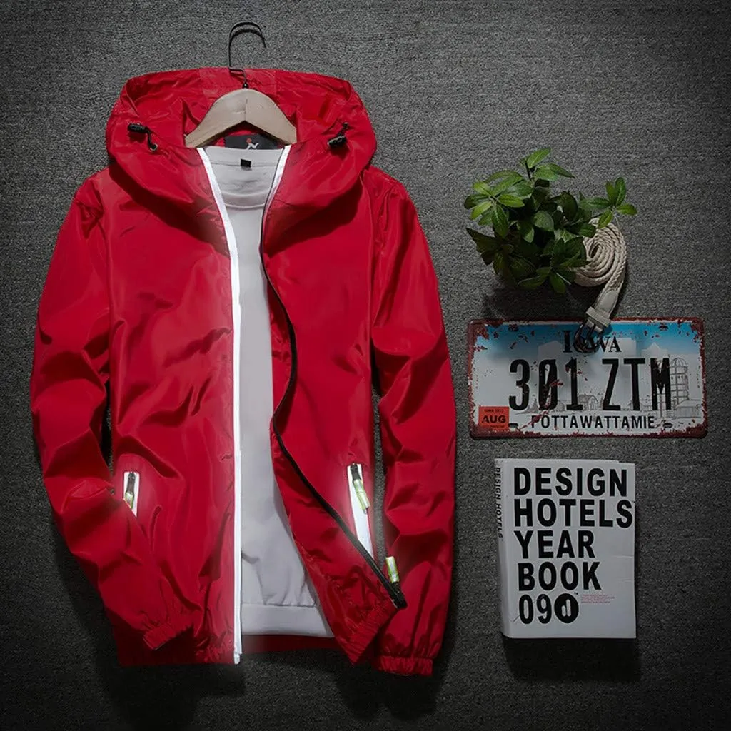 RTRDE Men's Casual Zip Up Jackets Hooded Water Resistant Rain Jacket Windproof for Hiking Fishing Outwear, M-7XL