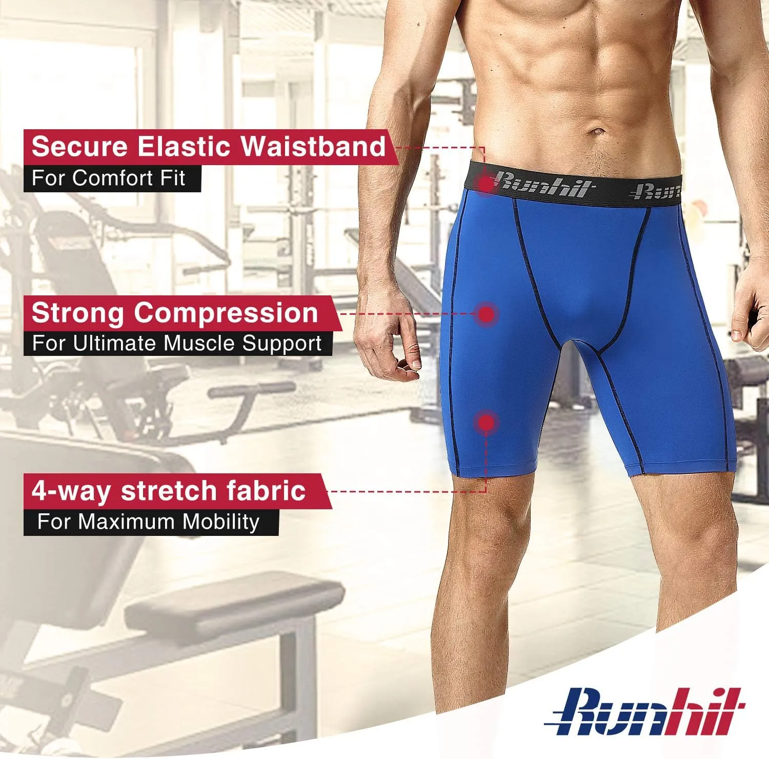 Runhit Compression Shorts Men Underwear Spandex Running Shorts Workout Athletic