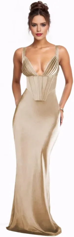 Satin Bridesmaid Dresses for Wedding Corset Prom Dresses 2025 V Neck Formal Evening Gowns for Women