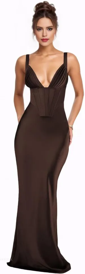 Satin Bridesmaid Dresses for Wedding Corset Prom Dresses 2025 V Neck Formal Evening Gowns for Women
