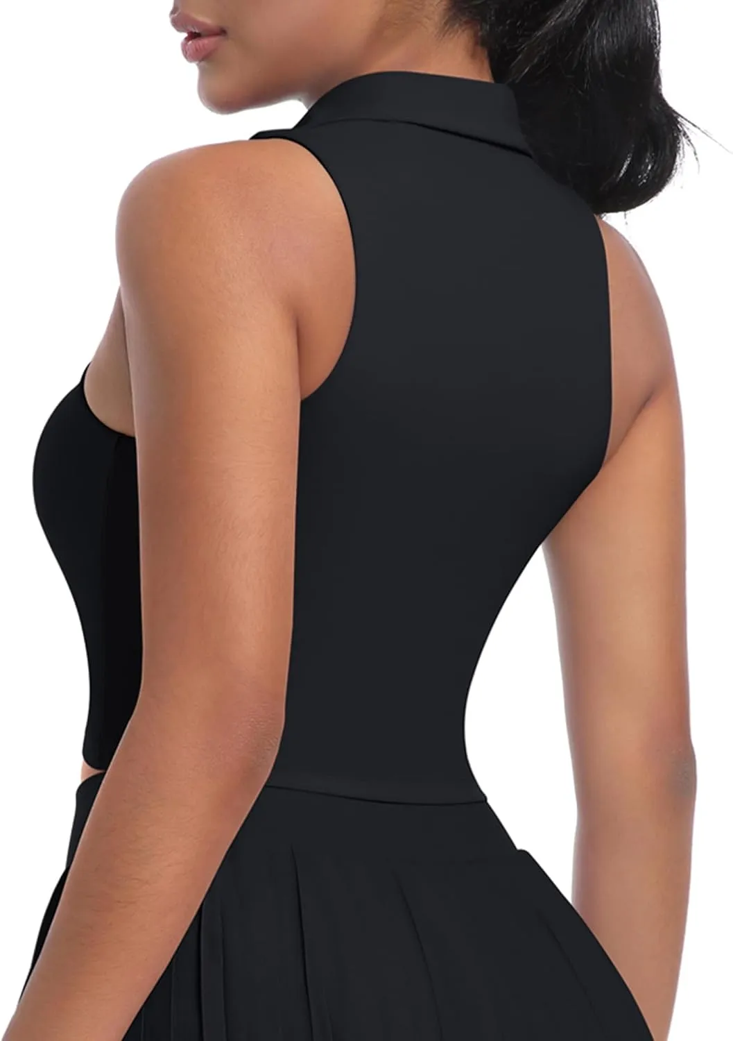 SEAUR Women's Sleeveless Golf Collar Polo Shirts Tennis Athletic Tank Tops Workout Crop Top Built in Bra