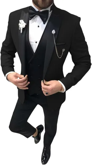SHUZHXLZANGY Men Slim Fit Tuxedo Suit 3 Piece Double Breasted Suits for Men Wedding Prom