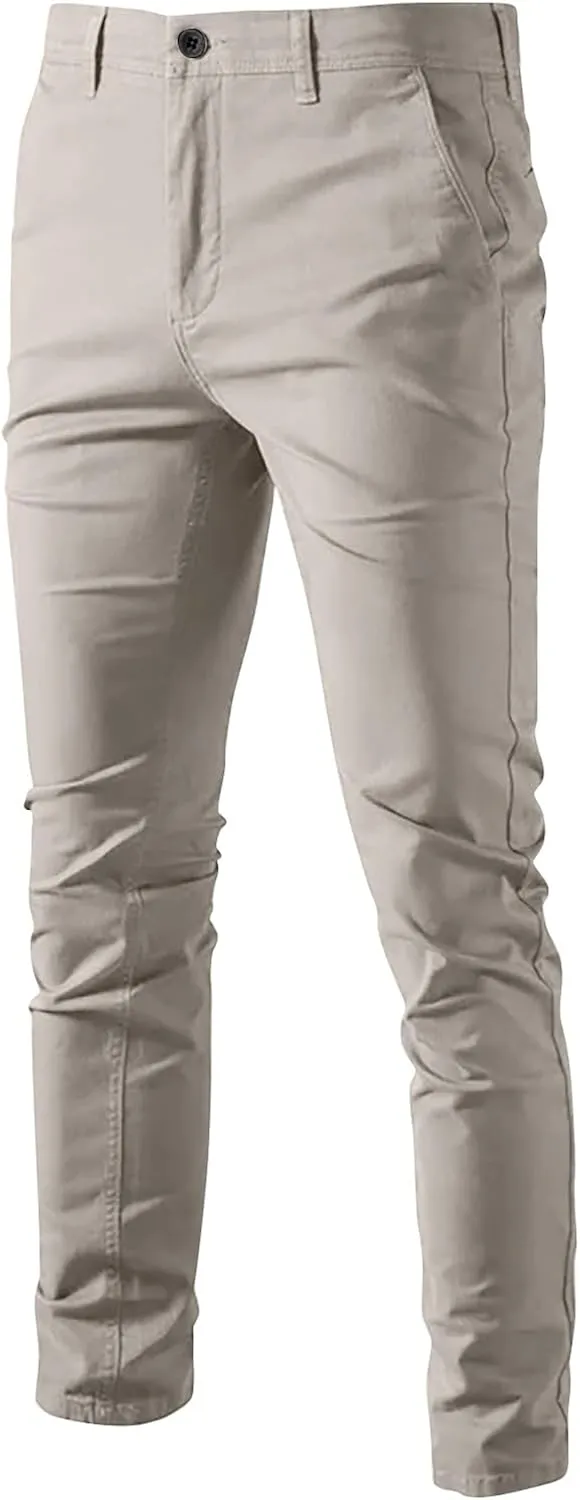 Skinny Pants for Mens Slim Fit Stretch Casual Jeans Dyeing Stretch Straight Leg Fashion Formal Work Pants with Pocket