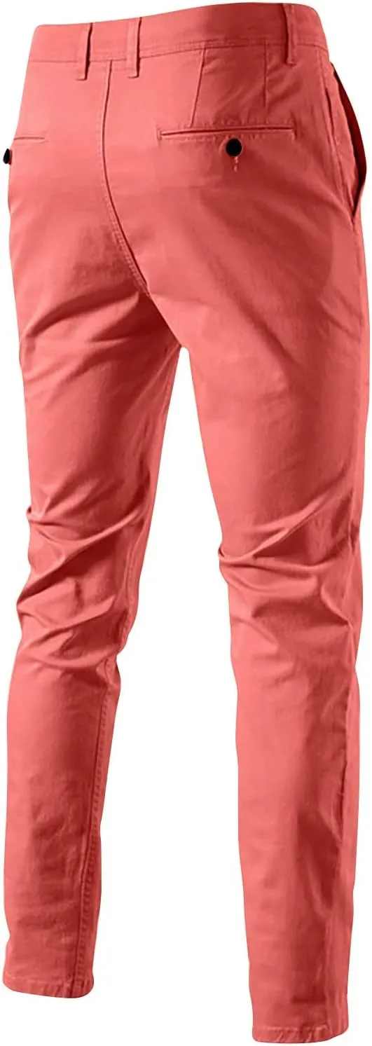 Skinny Pants for Mens Slim Fit Stretch Casual Jeans Dyeing Stretch Straight Leg Fashion Formal Work Pants with Pocket