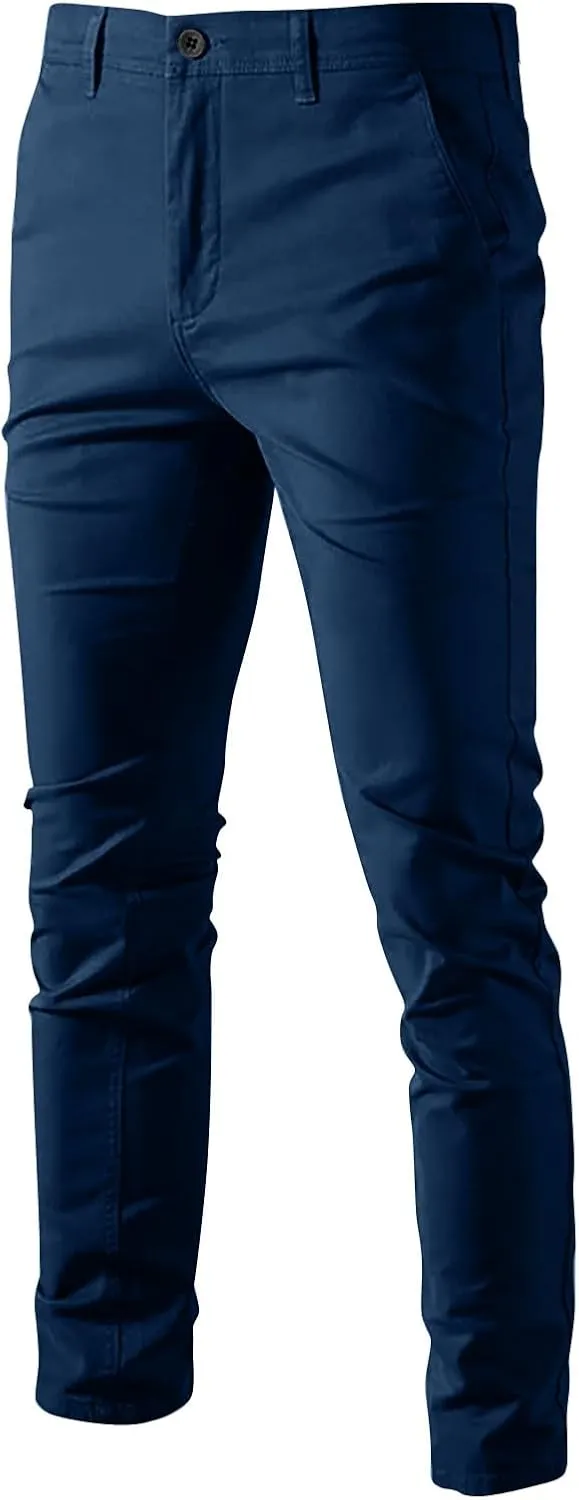 Skinny Pants for Mens Slim Fit Stretch Casual Jeans Dyeing Stretch Straight Leg Fashion Formal Work Pants with Pocket