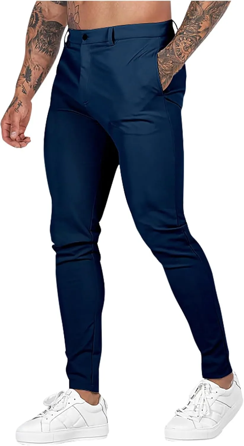 Skinny Pants for Mens Slim Fit Stretch Casual Jeans Dyeing Stretch Straight Leg Fashion Formal Work Pants with Pocket