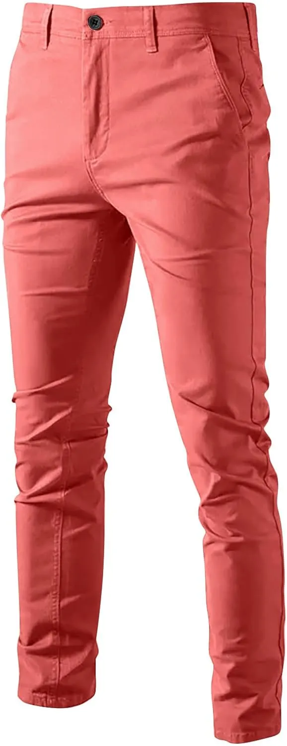 Skinny Pants for Mens Slim Fit Stretch Casual Jeans Dyeing Stretch Straight Leg Fashion Formal Work Pants with Pocket