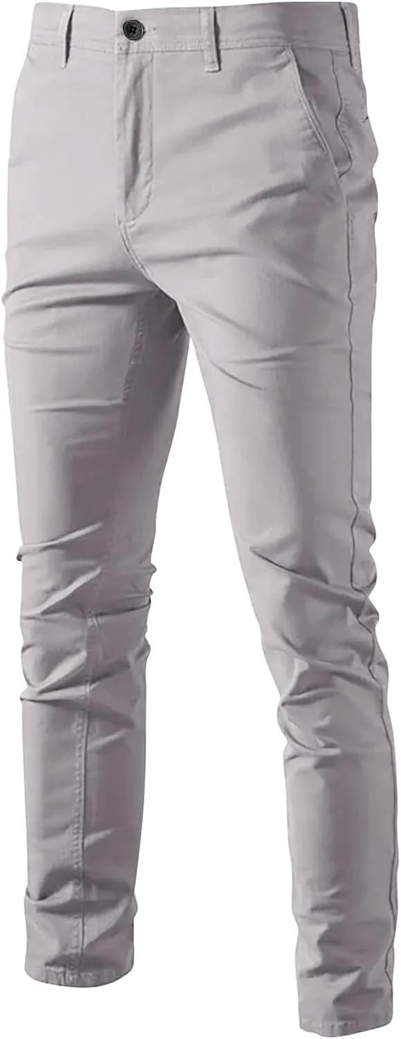 Skinny Pants for Mens Slim Fit Stretch Casual Jeans Dyeing Stretch Straight Leg Fashion Formal Work Pants with Pocket
