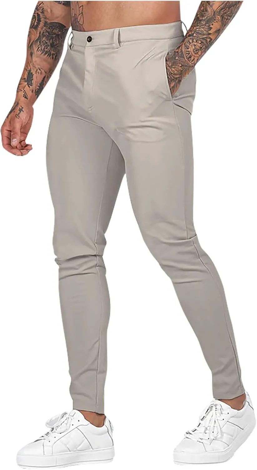 Skinny Pants for Mens Slim Fit Stretch Casual Jeans Dyeing Stretch Straight Leg Fashion Formal Work Pants with Pocket