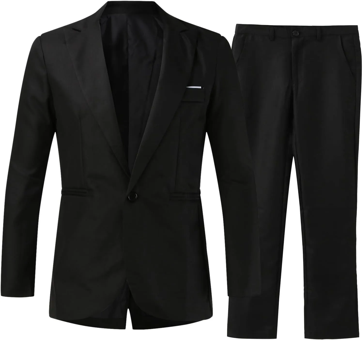 Slim Fit Tuxedo Blazer and Pants for Wedding Prom, 2 Piece Suit for Men, One Button Blazer Jacket Vest Pants