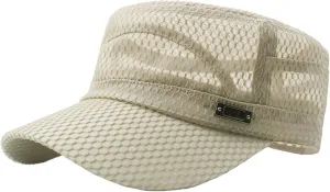 Summer Mesh Military Cap for Men Fishnet Breathable Quick Qry Short Bill Army Hats Casual Adjustable Trucker Flat Cap