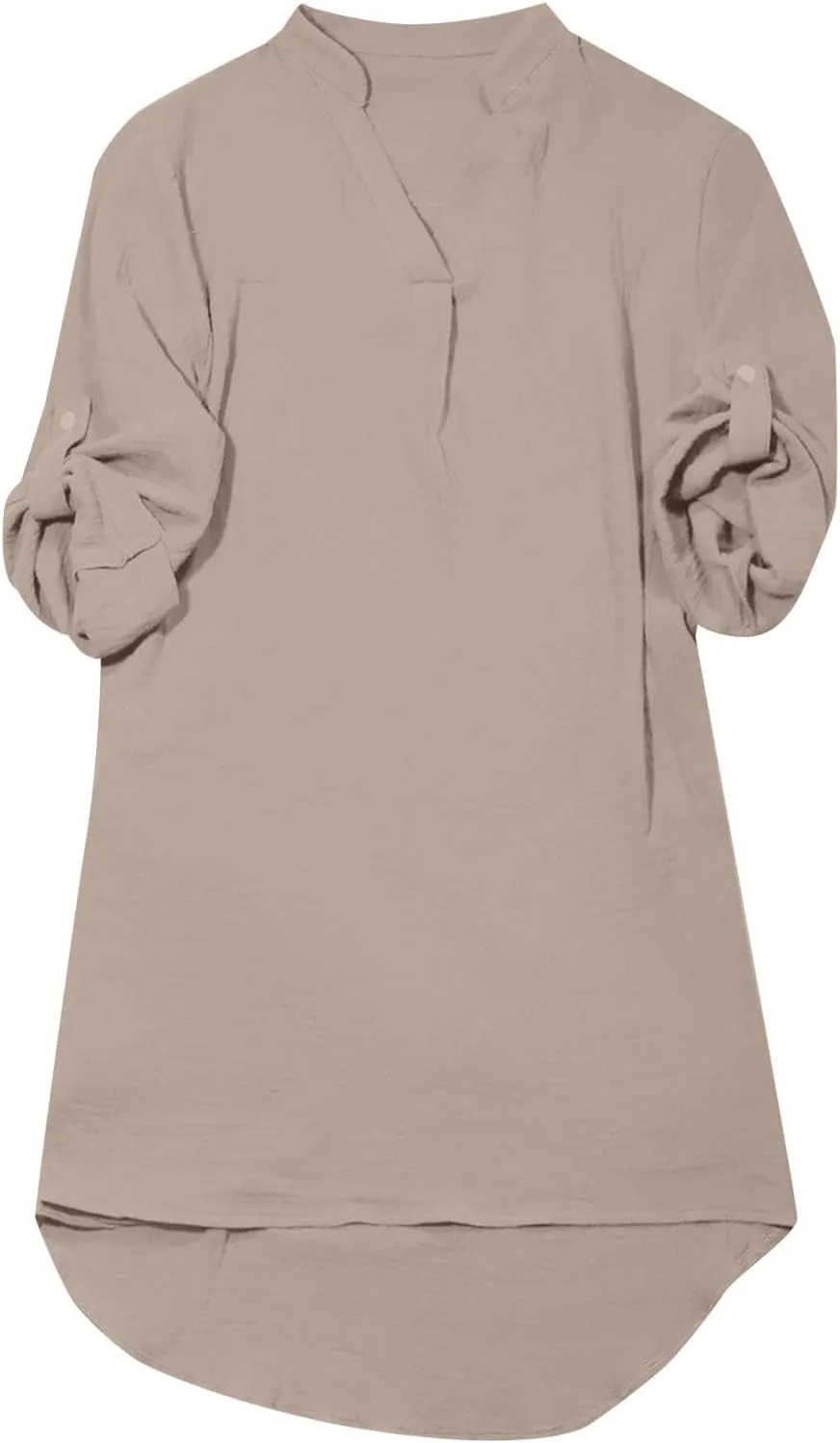 T Shirt Dresses for Women 2024 Casual Summer Roll Up 3/4 Sleeve T Shirt Dress V Neck Loose Pure