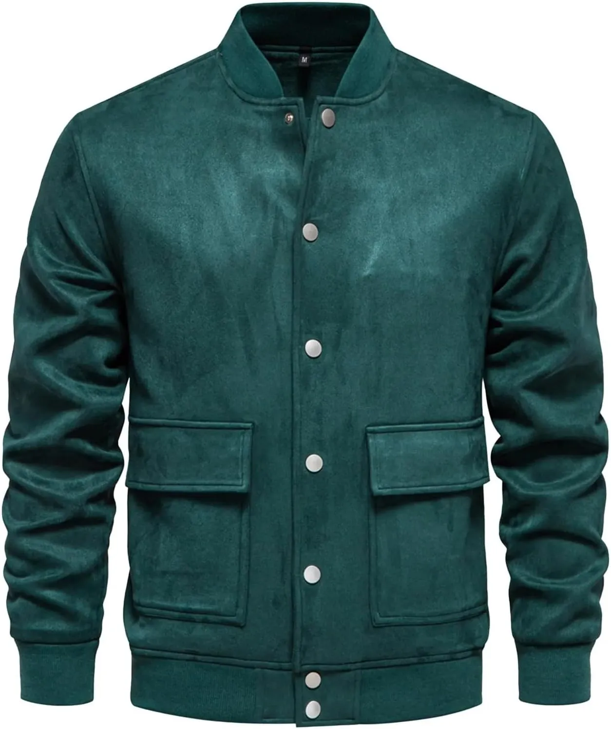 Thatrich Mens Button Down Shirt Lightweight Faux Suede Jacket Casual Long Sleeve Tops Slim Fit Fall Coat Bomber Jacket Trendy