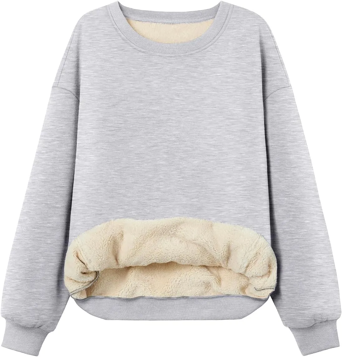 Trendy Queen Women's Winter Fleece Sherpa Lined Sweatshirts 2025 Crewneck Long Sleeve Pullover Hoodies Outfits Clothes