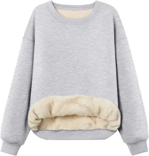 Trendy Queen Women's Winter Fleece Sherpa Lined Sweatshirts 2025 Crewneck Long Sleeve Pullover Hoodies Outfits Clothes