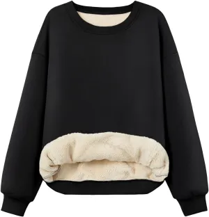 Trendy Queen Women's Winter Fleece Sherpa Lined Sweatshirts 2025 Crewneck Long Sleeve Pullover Hoodies Outfits Clothes