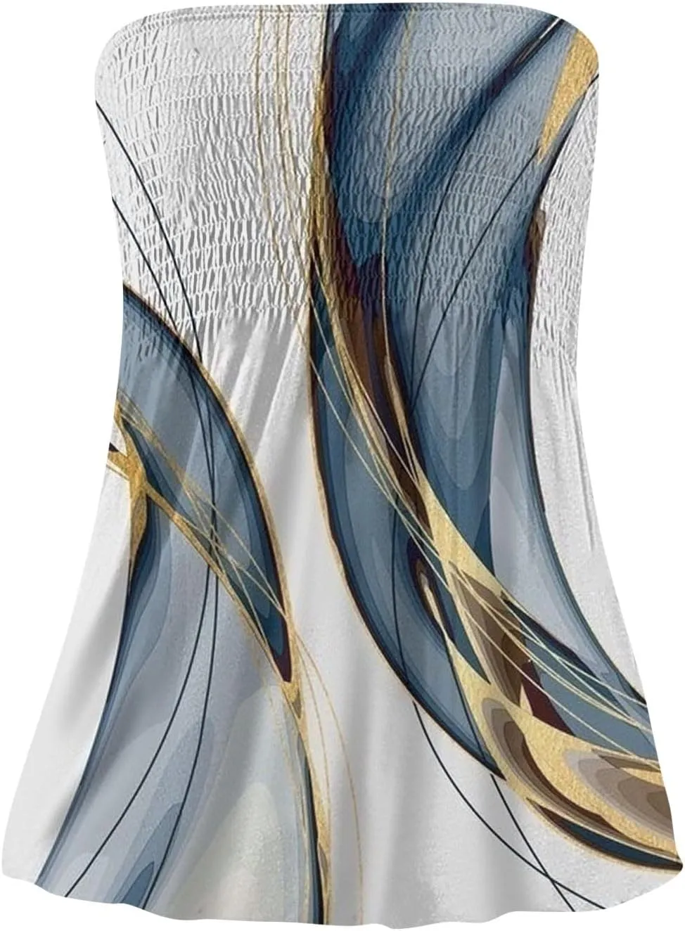 Tube Tops for Women Strapless Bandeau Smocked Tank Sexy Backless Slim Fit Shirts Sleeveless Casual Holiday Blouse