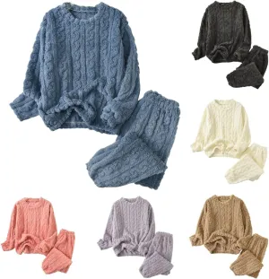Uillui Fuzzy Pajamas for Women Set Winter Warm Fluffy Loungewear Soft Fleece Pjs 2 Piece Ladies Plush Sleepwear Lounge Sets