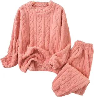 Uillui Fuzzy Pajamas for Women Set Winter Warm Fluffy Loungewear Soft Fleece Pjs 2 Piece Ladies Plush Sleepwear Lounge Sets