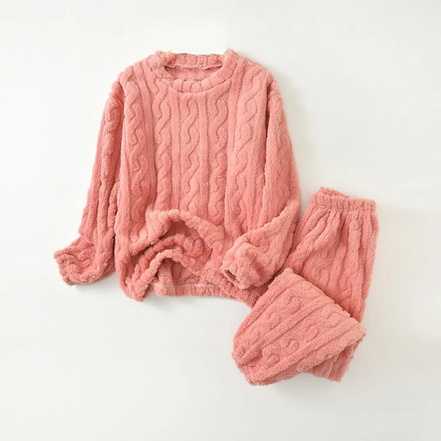 Uillui Fuzzy Pajamas for Women Set Winter Warm Fluffy Loungewear Soft Fleece Pjs 2 Piece Ladies Plush Sleepwear Lounge Sets
