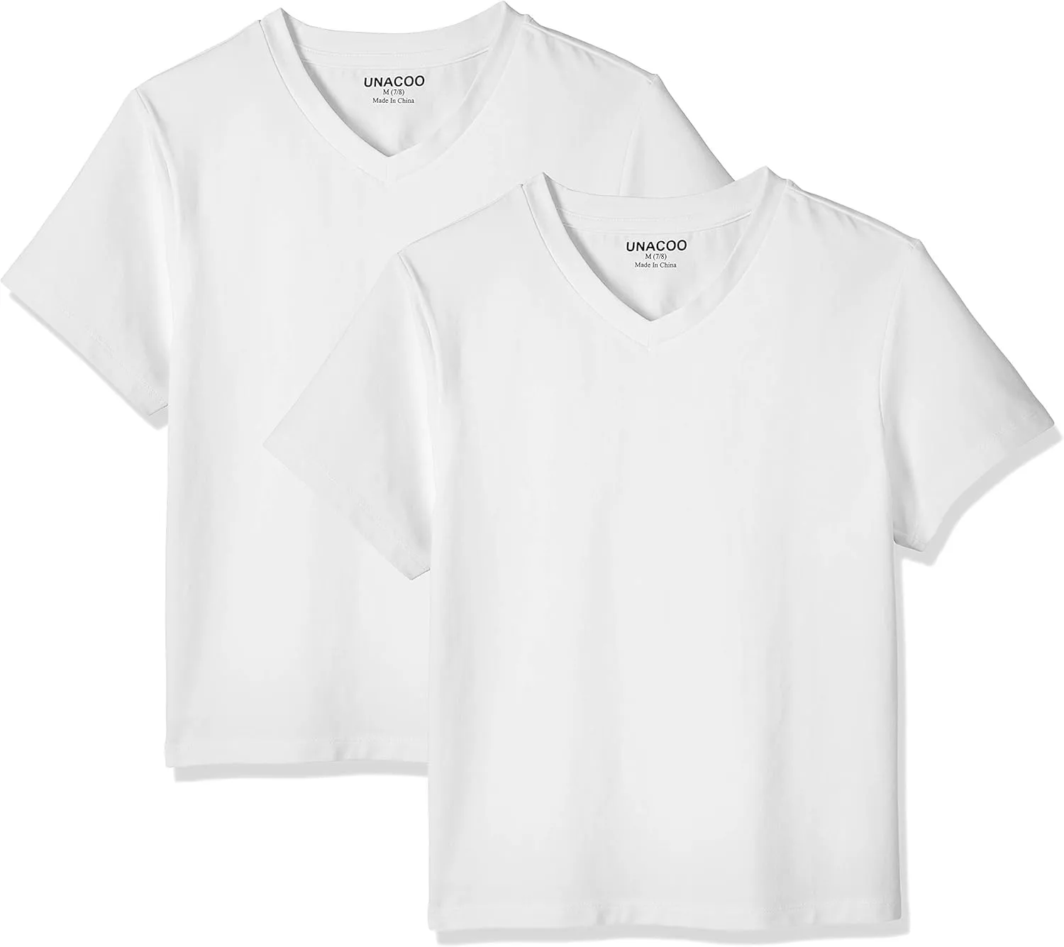 UNACOO Girls Boys Tshirts Short Sleeve V-Neck Tees Solid Soft T-Shirts for Boys