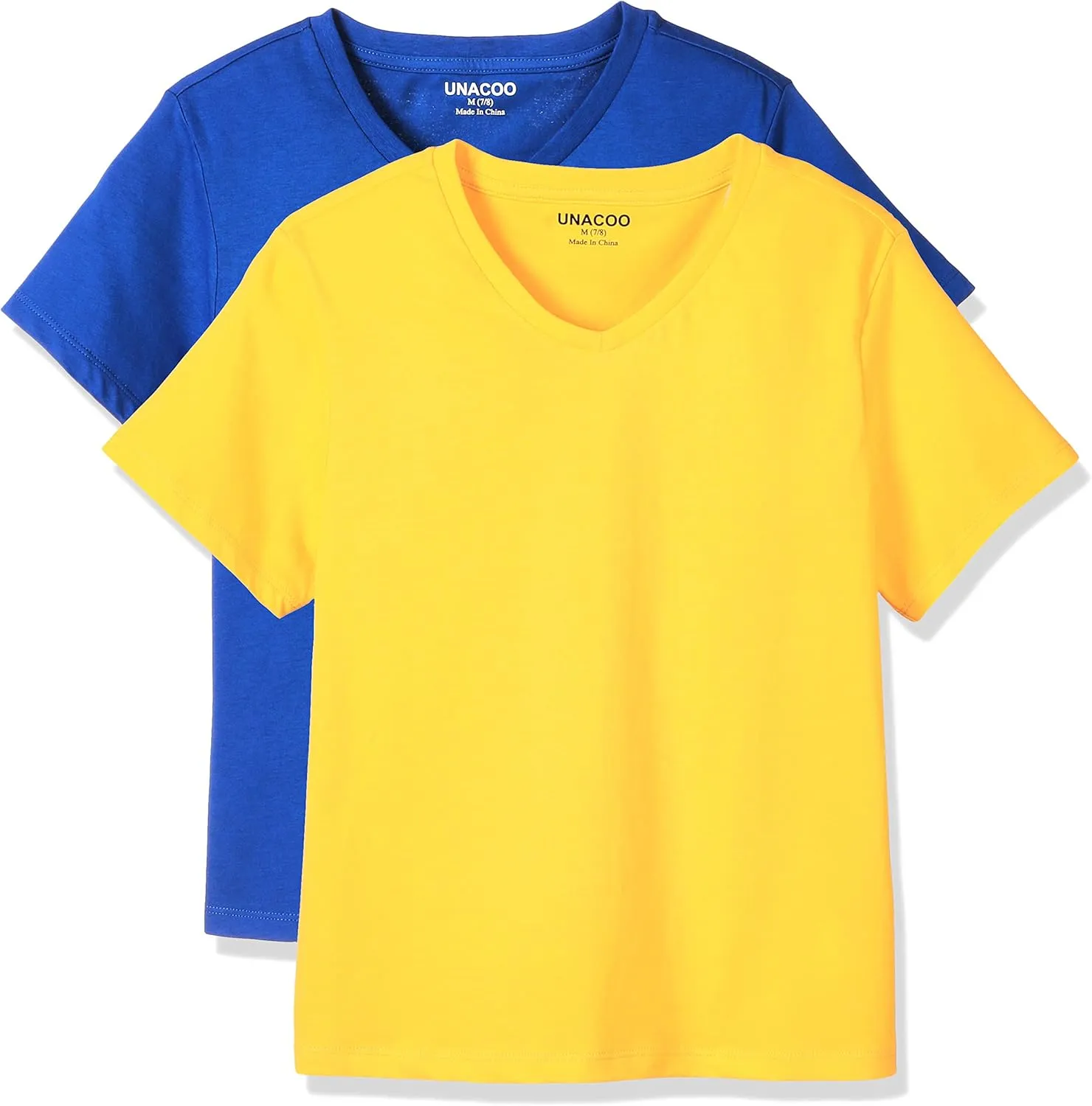 UNACOO Girls Boys Tshirts Short Sleeve V-Neck Tees Solid Soft T-Shirts for Boys