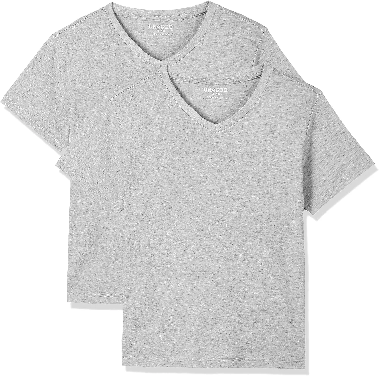 UNACOO Girls Boys Tshirts Short Sleeve V-Neck Tees Solid Soft T-Shirts for Boys