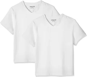 UNACOO Girls Boys Tshirts Short Sleeve V-Neck Tees Solid Soft T-Shirts for Boys